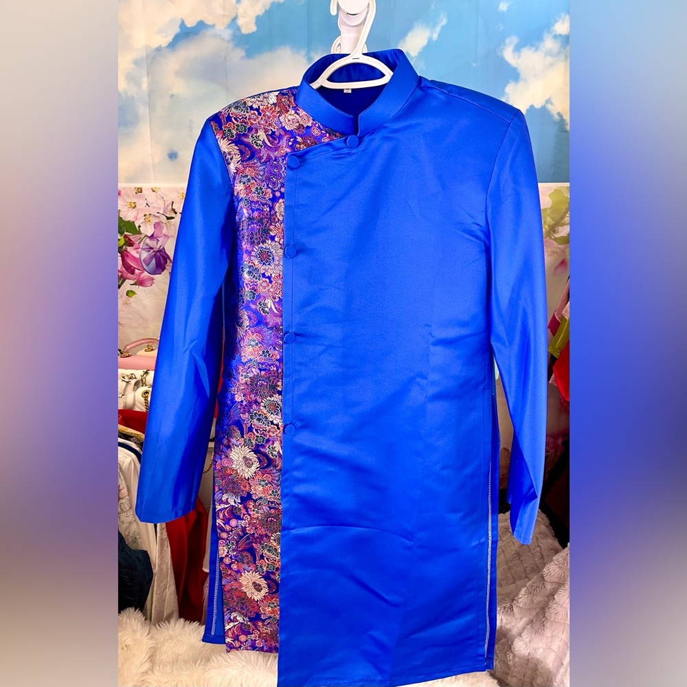 ao dai gam cach Tan Nam, Vietnamese Men’s modern contemporary long dress top l 🎁